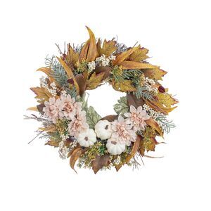 22-in Autumn Fall Pumpkin Harvest Wreath Decor